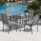 preview thumbnail 9 of 8, Nuu Garden Outdoor Square 37 Inch Iron Dining Table with 1.57 Inch Umbrella Hole