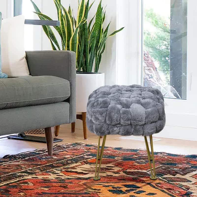 FoxFauxFur Pouf Stool