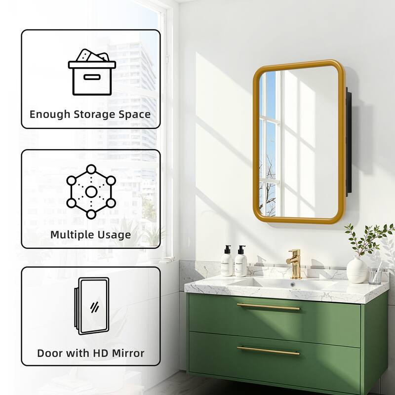 Dovelina Medicine Cabinet Wall-Mounted Cabinet with Magnetic Doors - 29.9*19.7