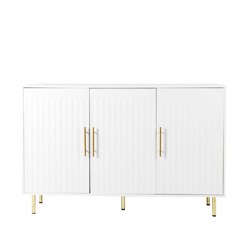 Storage Cabinet with 3 Doors, Coffee Bar Cabinet with Metal Legs, Kitchen Buffet Cabinet with Adjustable Shelves