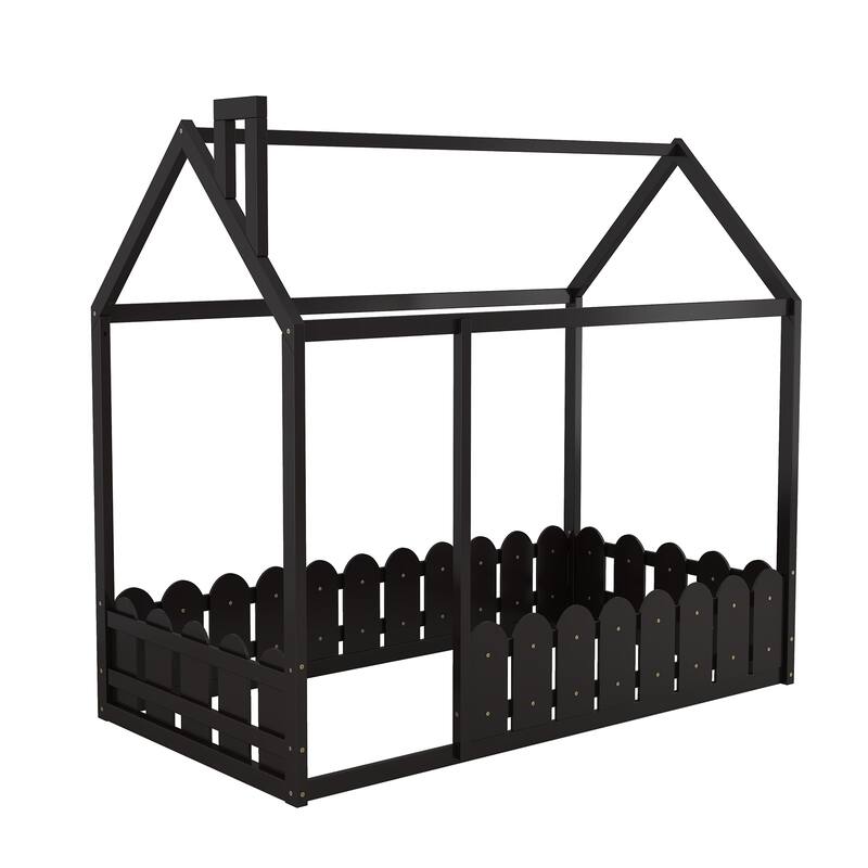 Twin Pinewood Playhouse Bed Frame with Roof