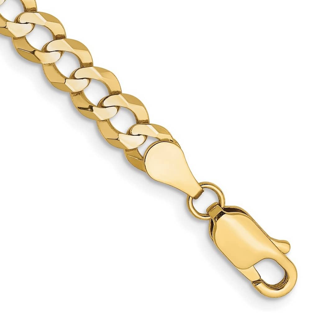 Curata 10k Yellow Gold Unisex 4.7mm Light Flat Miami Curb Chain Bracelet Options: 7" 8"