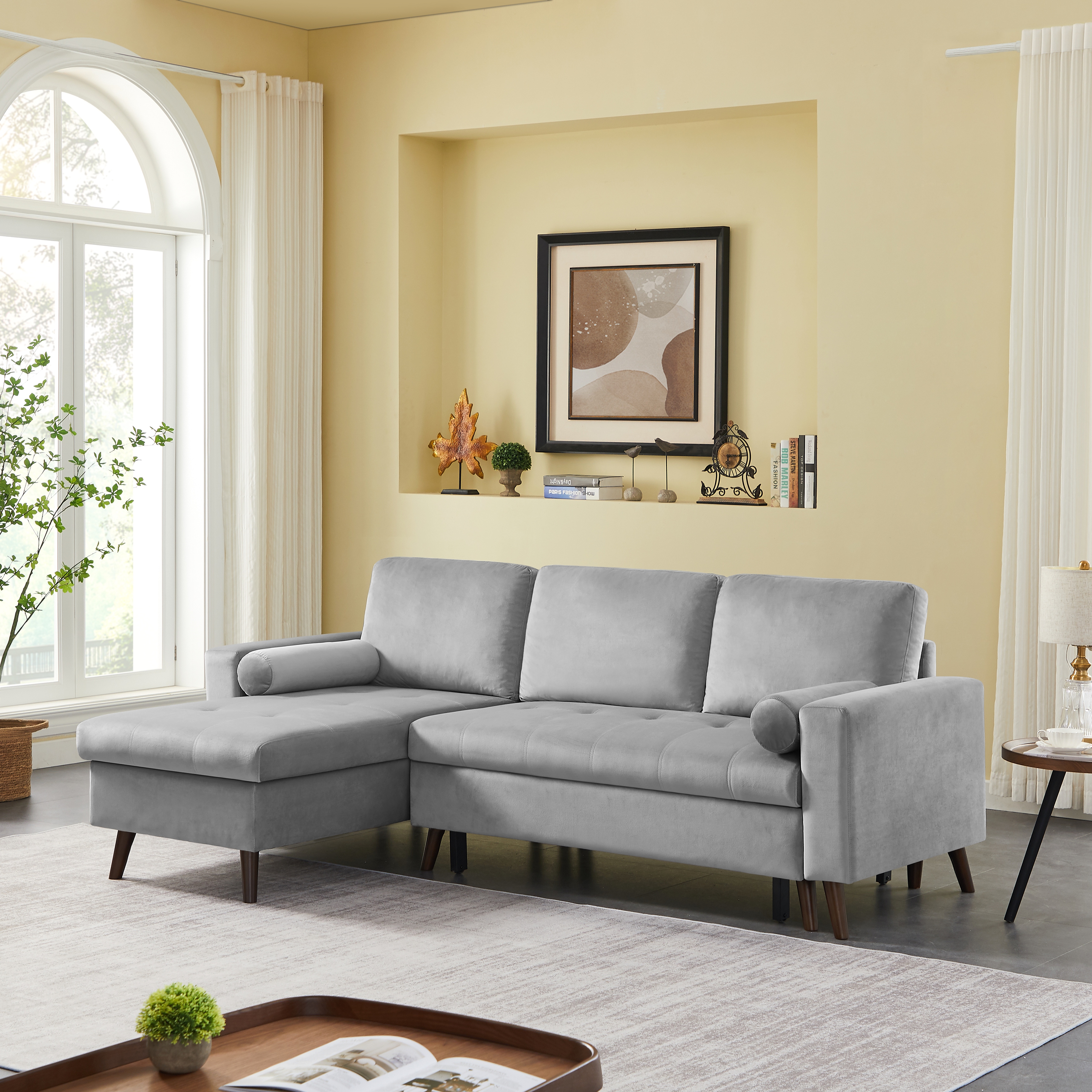 Sectional with pull out store and storage