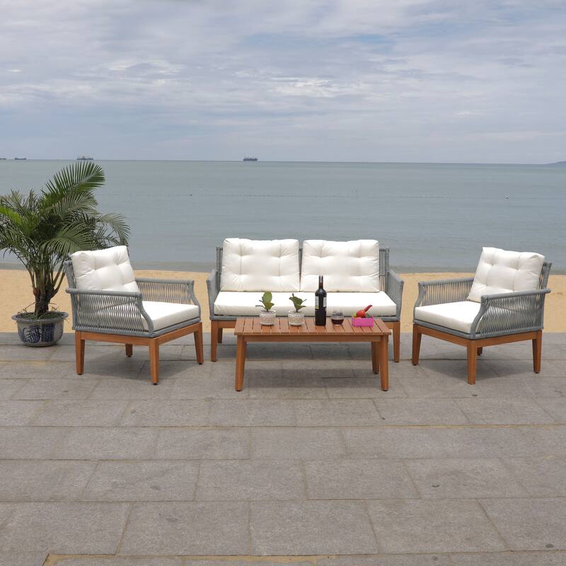SAFAVIEH Outdoor Living Winslo 4-Piece Patio Set - 57"W x 30"D x 31"H