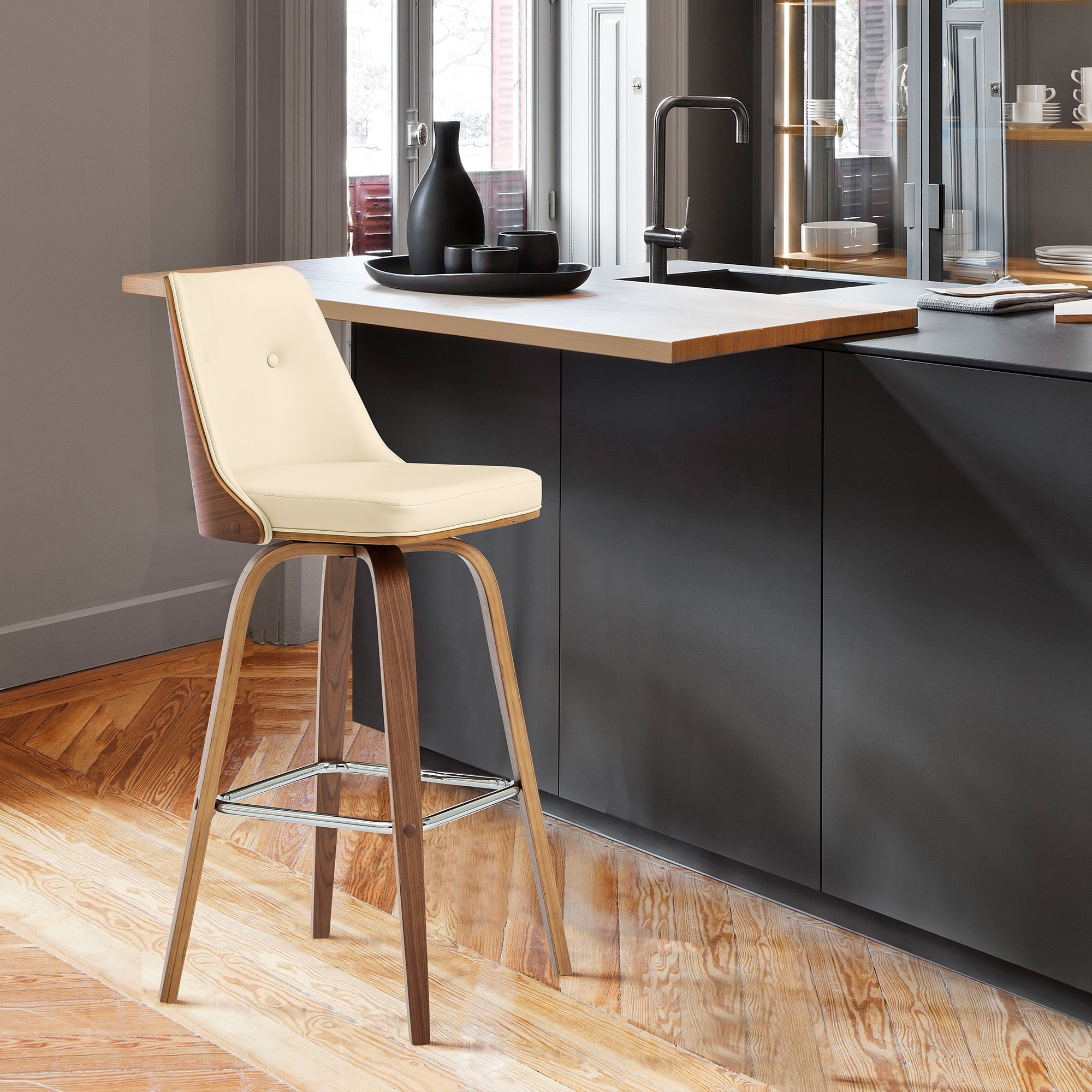 Walnut swivel counter on sale stool