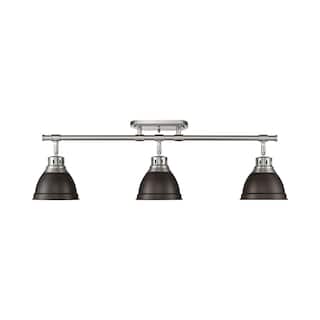 Yep by Golden Lighting Duncan 3-light Semi-Flush Mount in Pewter and Rubbed Bronze shade - 3-Light Semi-flush
