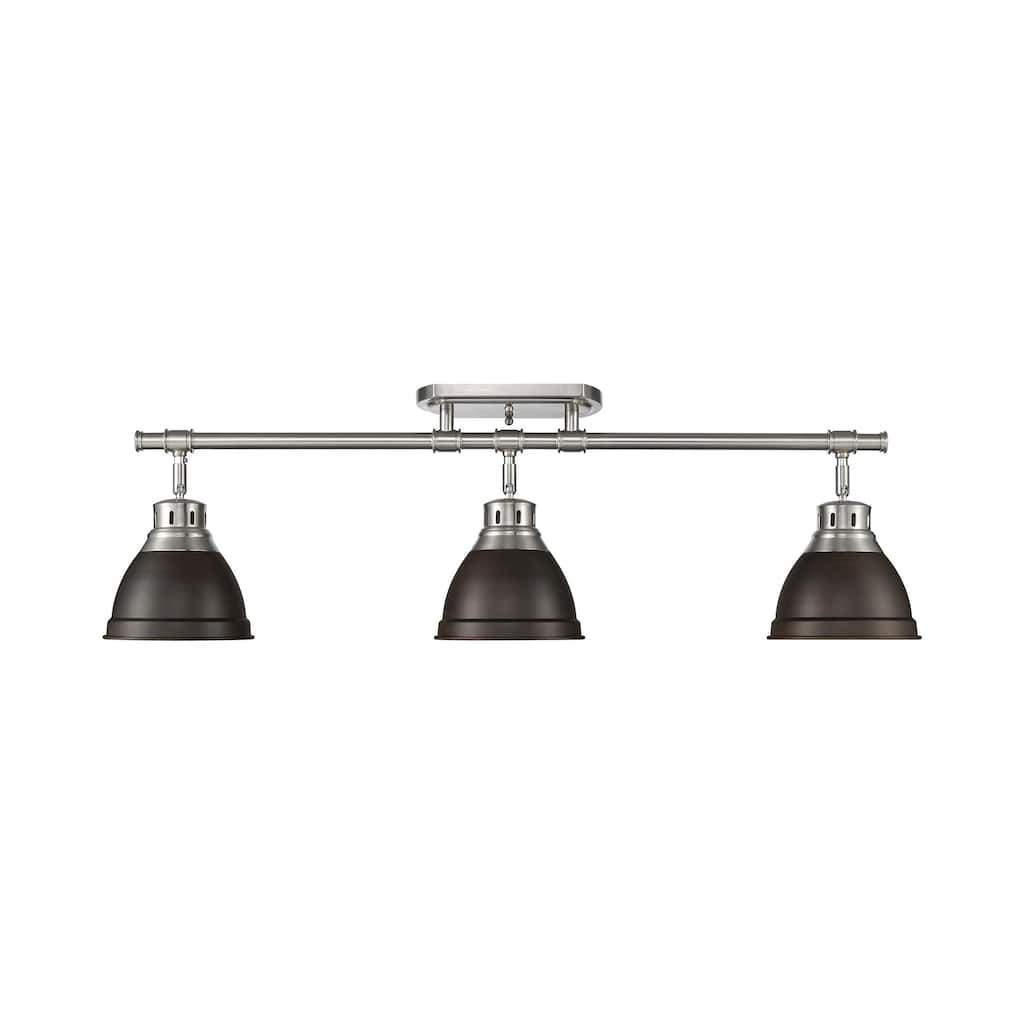 Yep by Golden Lighting Duncan 3-light Semi-Flush Mount in Pewter and Rubbed Bronze shade - 3-Light Semi-flush
