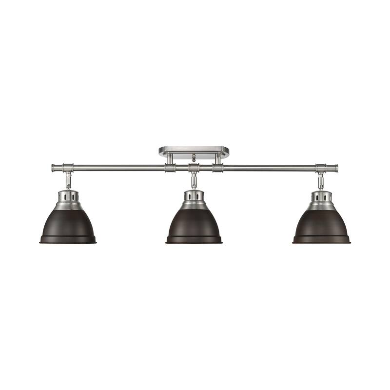 Yep by Golden Lighting Duncan 3-light Semi-Flush Mount in Pewter and Rubbed Bronze shade - 3-Light Semi-flush