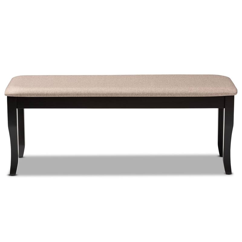 Cornelie Modern and Contemporary Transitional Fabric Upholstered and Dark Brown Finished Wood Dining Bench