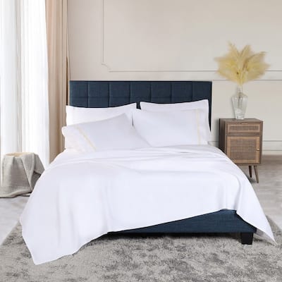 Superior Egyptian Cotton Embroidered Scroll 4 Piece Sheet Set