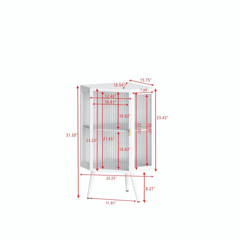 22.25" Floor Corner Cabinet with Glass Door & Adjustable Shelf