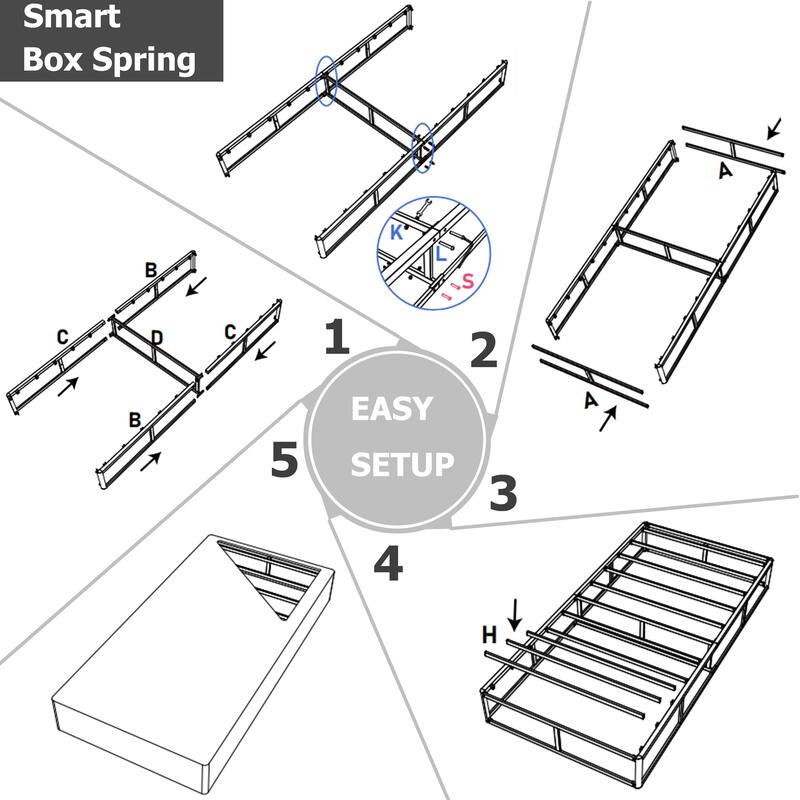 FSCHOS 7 Inch Metal Box Spring, Basics Mattress Foundation, No Legs