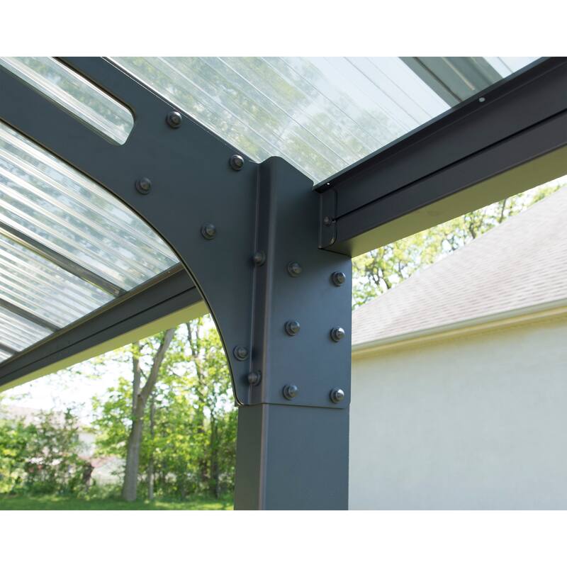 Arizona Breeze 10 ft. x 16 ft. Gray Single Slope Cantilever Carport with Solid Roof Panels - 10 ft. x 16 ft