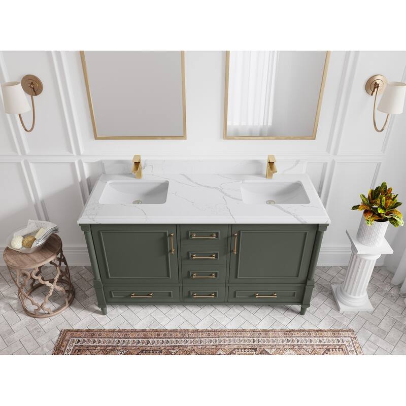 Willow Collections 60 in. W x 22 in. D Aberdeen Double Sink Bathroom Vanity with Countertop