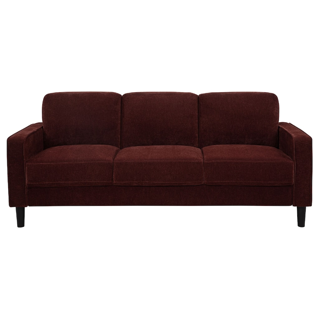 Rumi 3 Seater Sofa, Track Arms, Foam Fill Rust Red Upholstery 77 Inch
