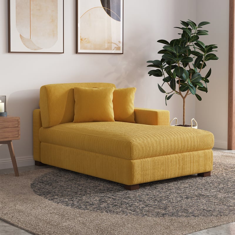 Upholstered Corduroy Modular Sectional Sofa with 2 throw pillows
