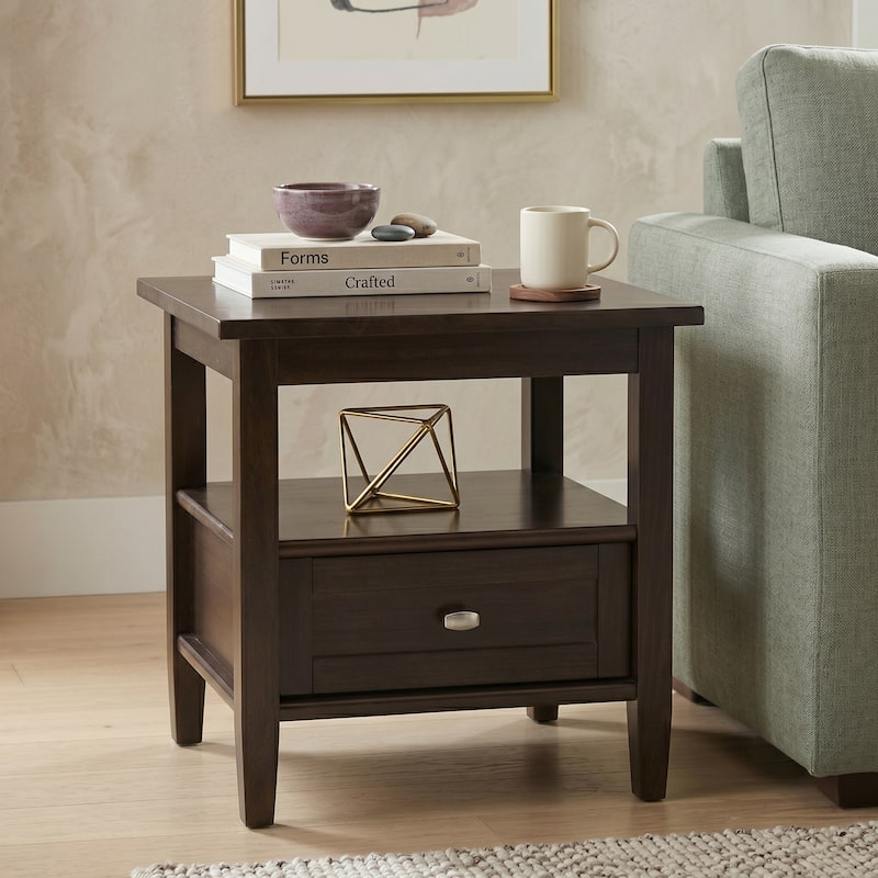 WYNDENHALL Norfolk SOLID WOOD 20 inch Wide Rectangle Transitional End Side Table - 20 inch Wide - Tobacco Brown