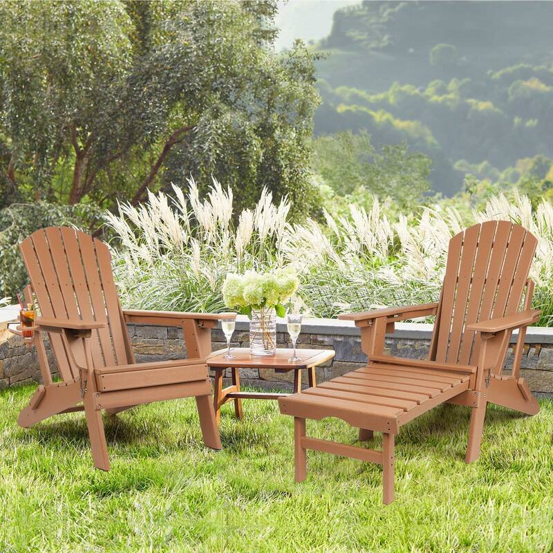 Vrakae Folding and Adjustable Adirondack Chair with Ottoman Set of 2