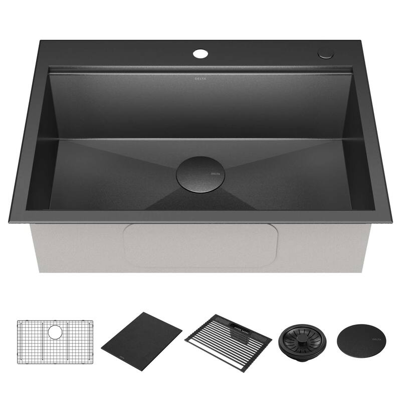 Delta 95A9031-T30S Rivet 30" Drop In Single Basin Stainless Steel - PVD Gunmetal