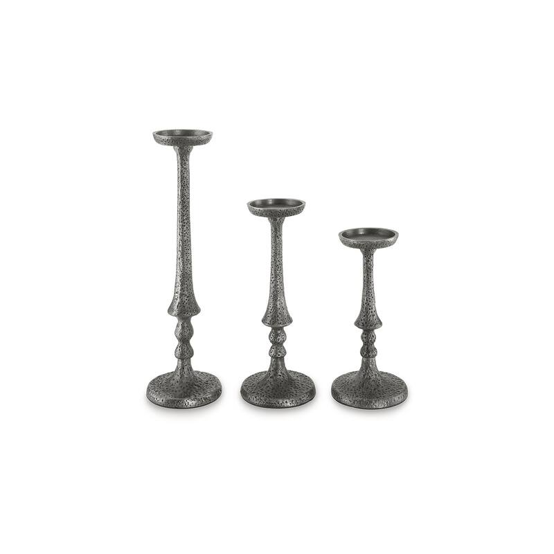 Signature Design by Ashley Eravell Gray Candle Holder (Set of 3) - 5.13" W x 5.13" D x 18.38" H