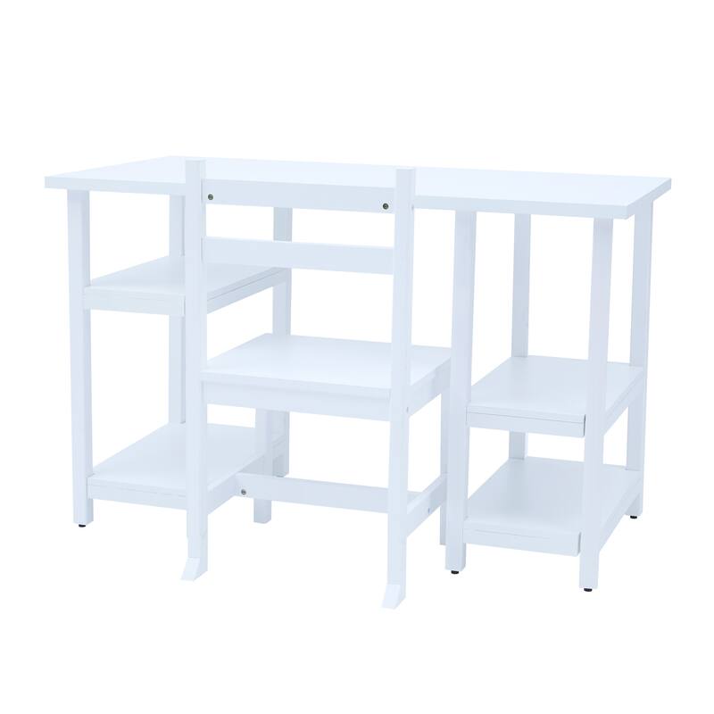Fantasy Fields - Kids Wooden Desk & Chairs Set - White - 40"W x 17.5"L x 25.5"H