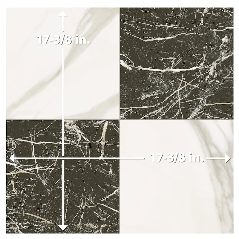 Merola Tile Marbilia Chess Marquina Gold 17-3/8" x 17-3/8" Porcelain Floor and Wall Tile