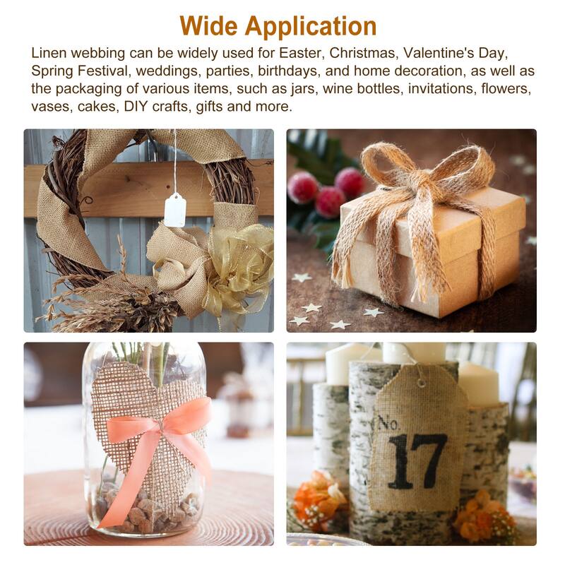 Burlap Fabric Ribbon, Natural Fabric Burlap Jute Ribbon - Jute Color