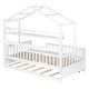 preview thumbnail 6 of 33, Wood Slat Support Roof House Bed Frame with Pull-out Trundle Bed, Side 2 Shelves Storage Platform Bed, Kids Panel Bed
