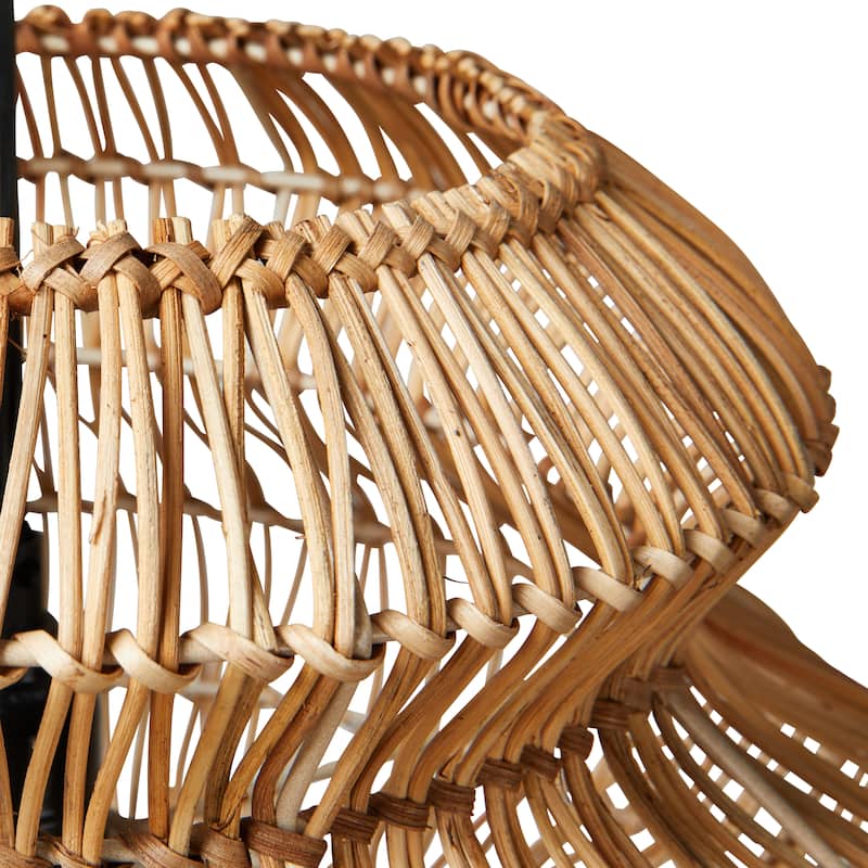 Woven Rattan Sculptural Pendant Light - 15.8"L x 15.8"W x 15.8"H