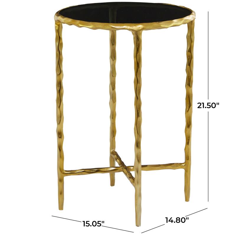 Aluminum Modern Accent Table with Shaded Glass Top