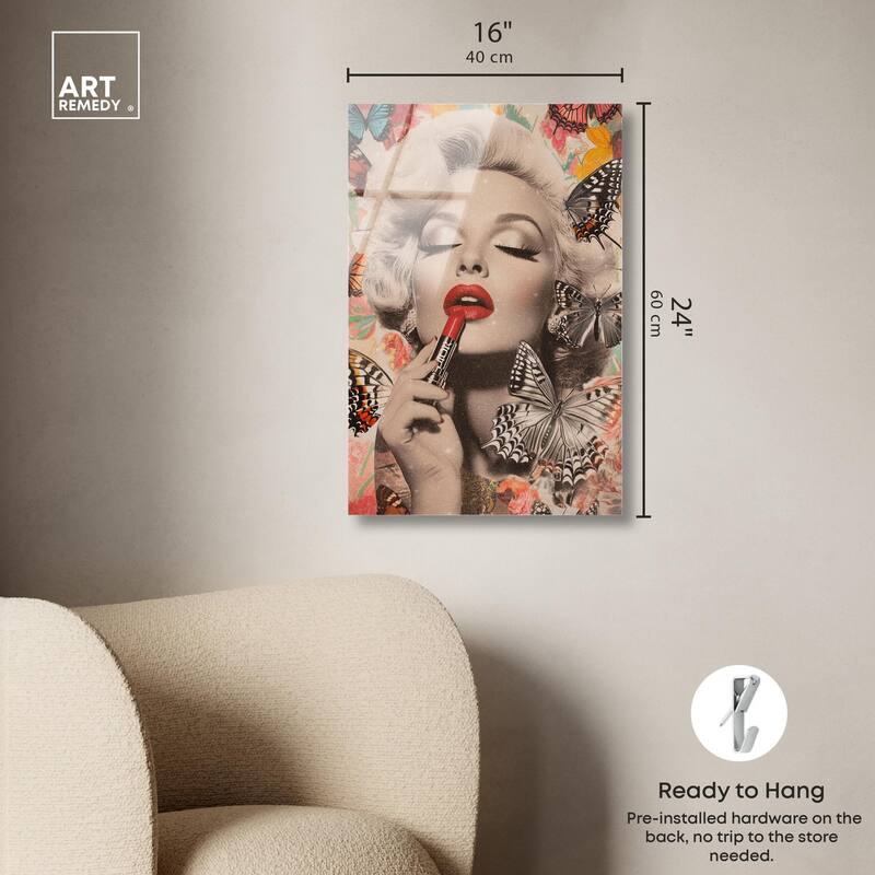 Iconic Lady Butterfly Collage Acrylic by Art Remedy, Ready to Hang