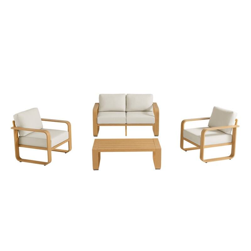 Spruce & Spring Outdoor Patio Furniture Set Aluminum Sofa Accent Chair