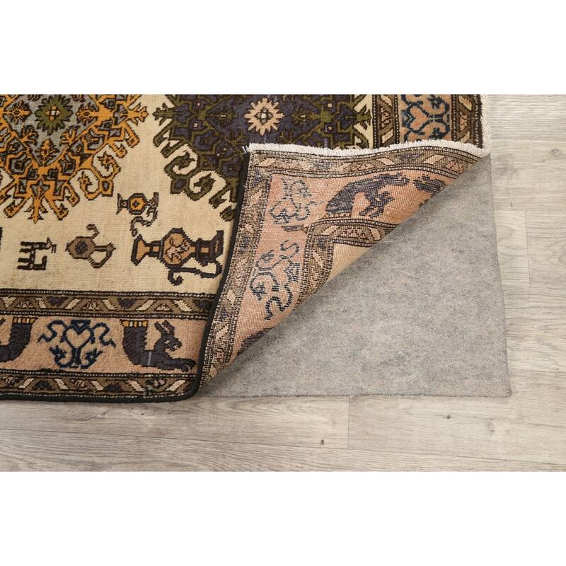 Traditional Geometric Bakhtiari Persian Area Rug Handmade Wool Carpet - 3'7" x 5'4"