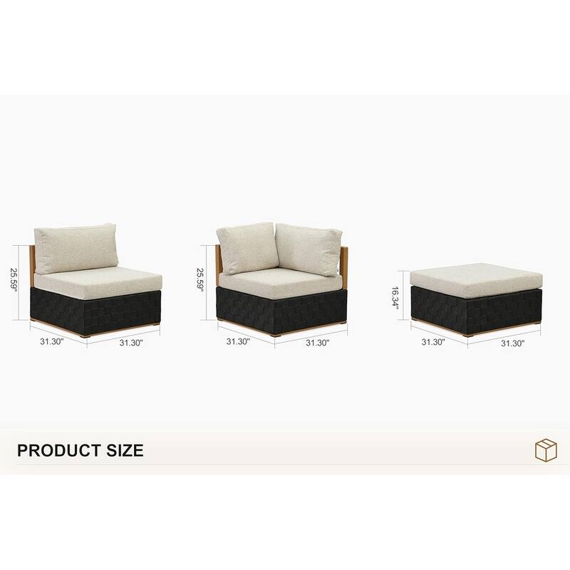 PURPLE LEAF GLFSF Black sofa with white seat Outdoor Couch for Yard Porch Deck Patio Conversation Sets