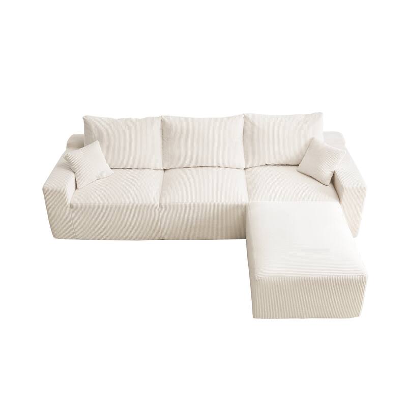 GDFStudio - Olivia Morgan Ultra-Soft Modular 110-Inch L-Shaped Cloud Sofa With No-Assembly, Full-Compression Comfort