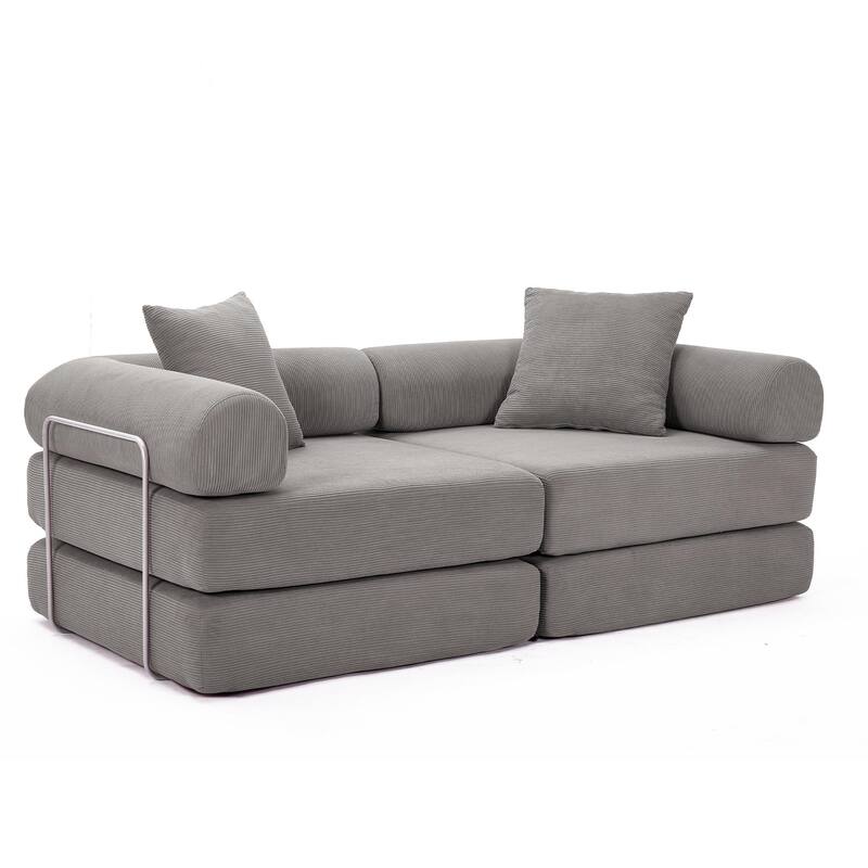 Modular Couch Sofa Bed, Convertible Design with Removable Armrests,Folding Mattress Couch for Small Spaces ,No Assembly