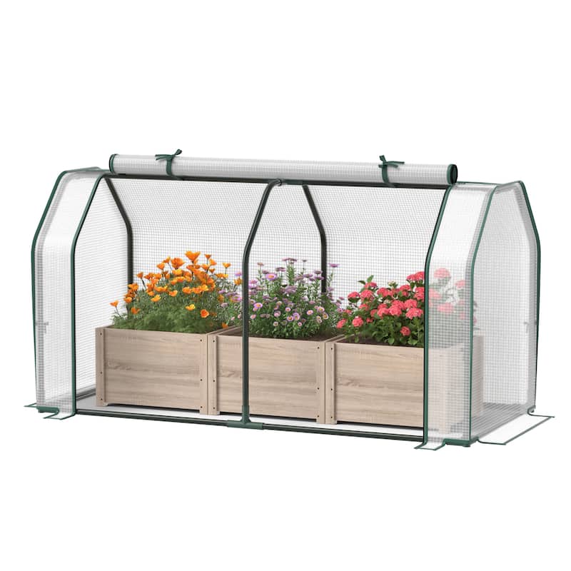Costway Raised Garden Bed with Dual Zipper Door Greenhouse for Patios