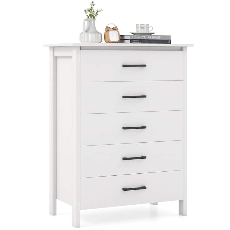 5-Drawer Dresser Multipurpose Clothes Organizer Chest of Drawers - White