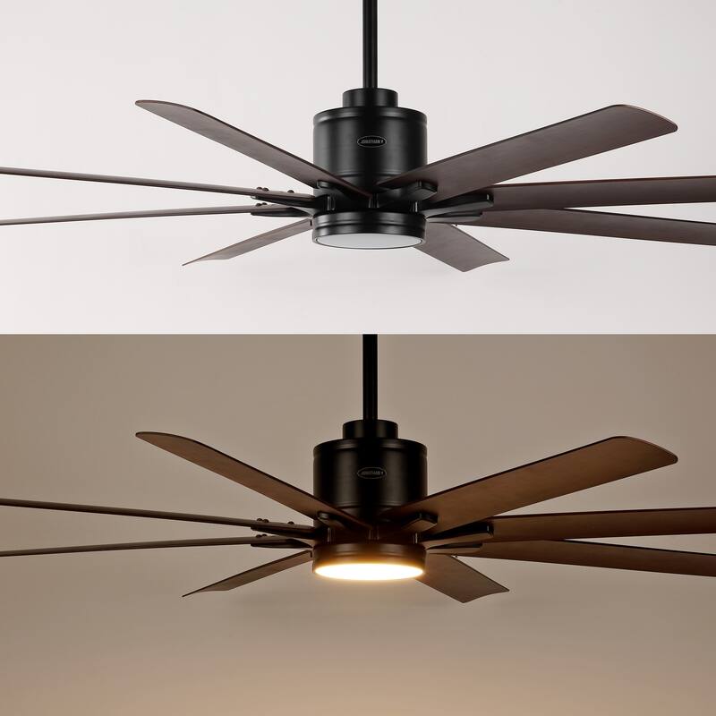 Miranda 66" 1-Light Contemporary Iron Mobile-App/Remote-Controlled 6-Speed Ceiling Fan with Integrated LED Light by JONATHAN Y