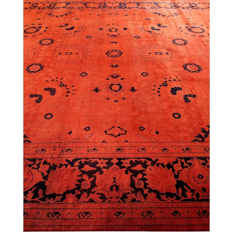 Overton Hand Knotted Wool Vintage Inspired Modern Contemporary Overdyed Red Area Rug - 9' 1" x 12' 2"