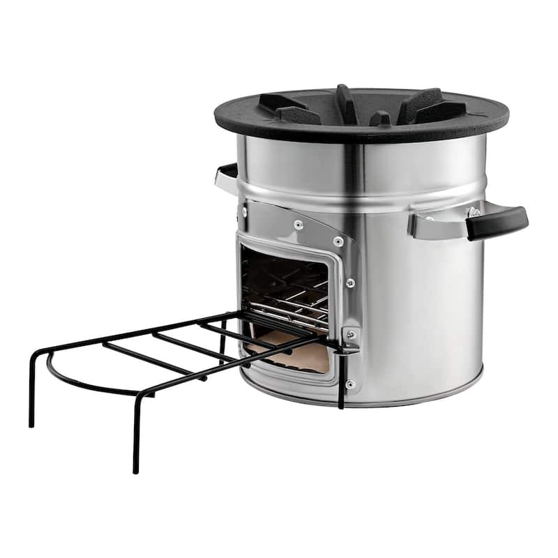Portable Stainless Steel Rocket Stove for Camping, Wood Burning