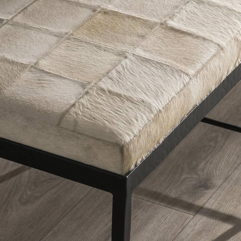 Classic Home Achen Leather Hide Ottoman Bench