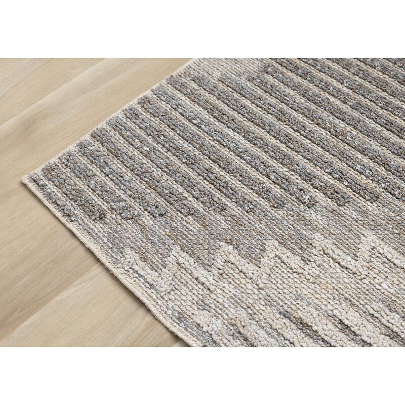 Alta Collection - Cream Beige Grey Textured Area Rug