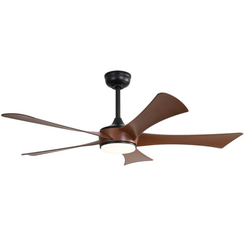 Farmhouse 5 ABS Blades Reversible Ceiling Fan Chandelier, 52" Indoor/Outdoor Ceiling Fan with Light Remote, 6-Speeds Timing