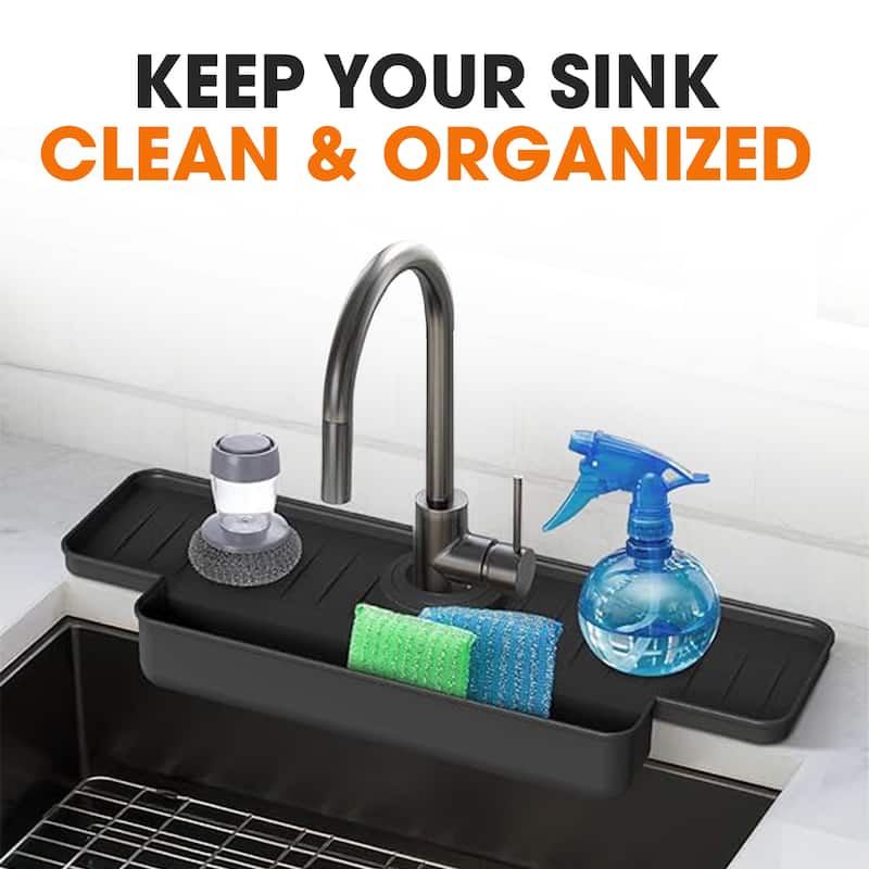Cheer Collection Silicone Sink Splash Guard and Non-Slip Soap Holder