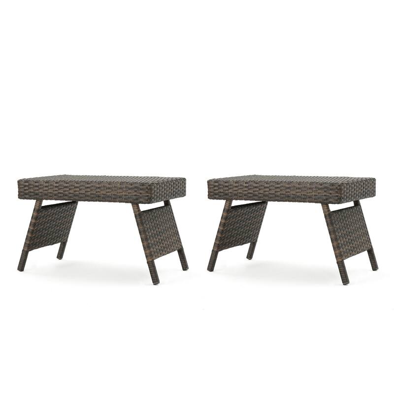 Salem Wicker Outdoor Folding Side Table by Christopher Knight Home - Gray