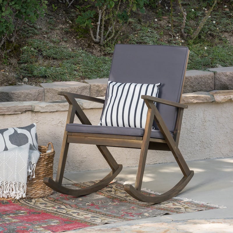GUS ROCKING CHAIR with Soft Cushions and Durable Wooden Frame, Perfect for Indoor and Outdoor