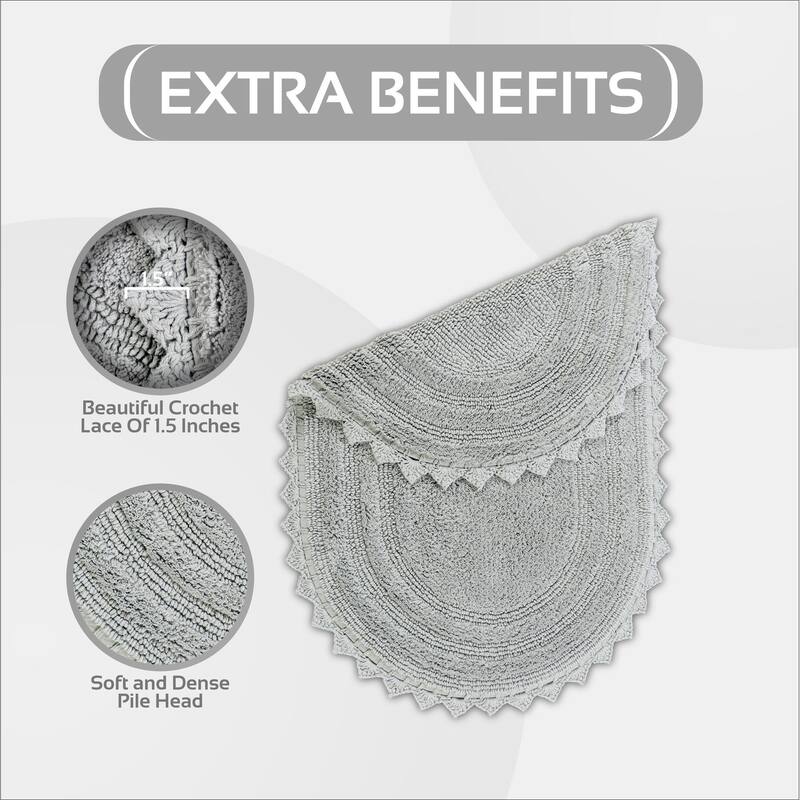 Better Trends Bath Rugs Set 100% Cotton Soft & Water Absorbent Tufted Bathroom Rug for Shower, Sink Bath Mats Lilly Crochet