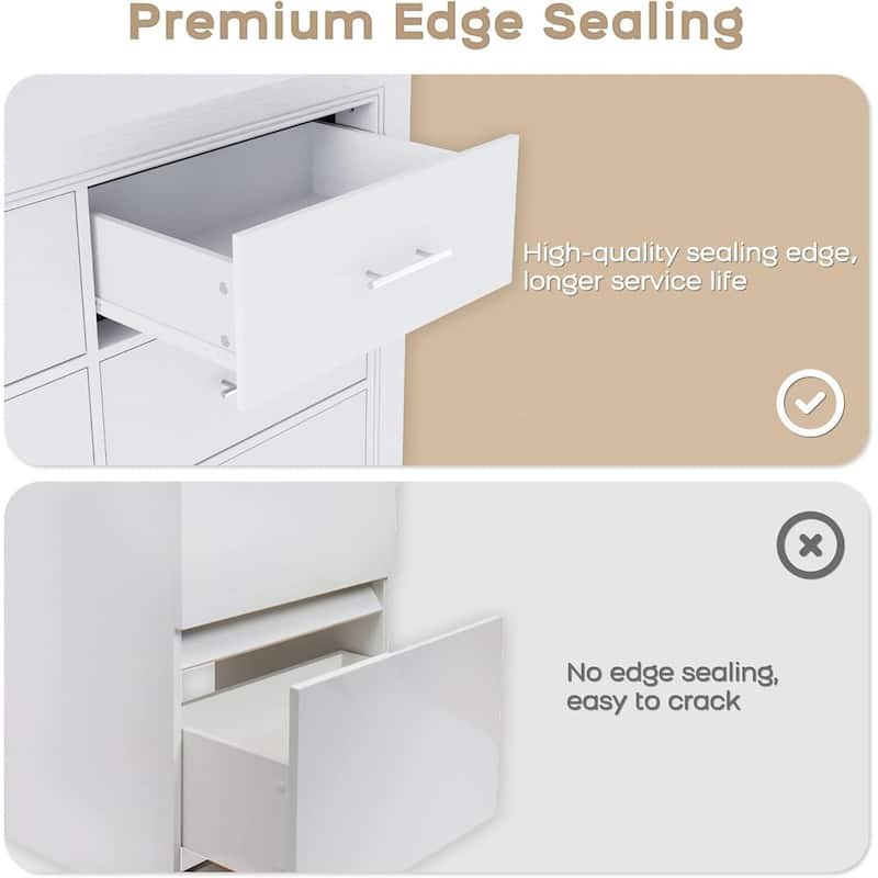Modern Wood 6 Drawer Dresser