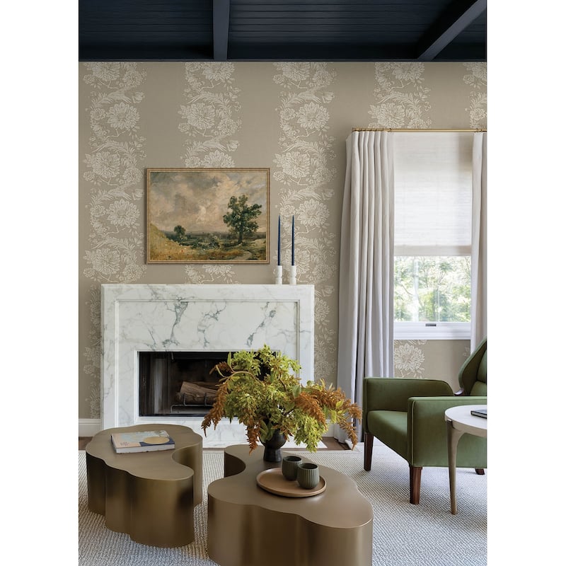 Chris Loves Julia x A-Street Prints Gisela Neutral Floral Columns Wallpaper